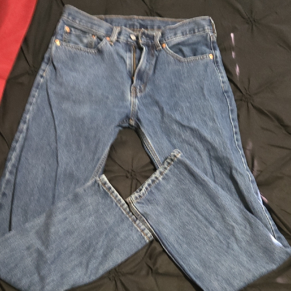 Levi's 505 Classic Straight Blue Jeans - Picture 2 of 4